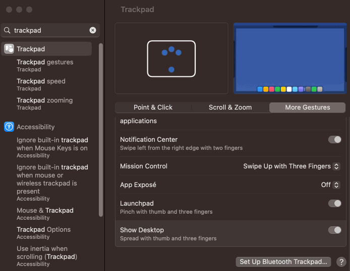 Mac Trackpad Show Desktop Gesture